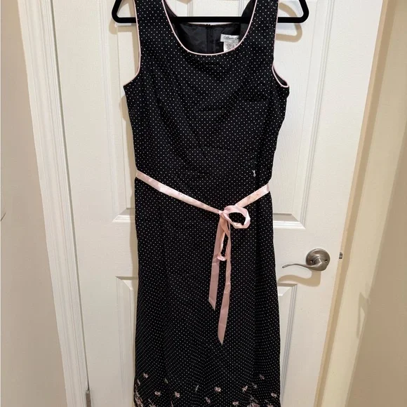 Vintage 2000s Coldwater Creek Black & Pink Midi Cottagecore Dress NWOT - Picture 1 of 6